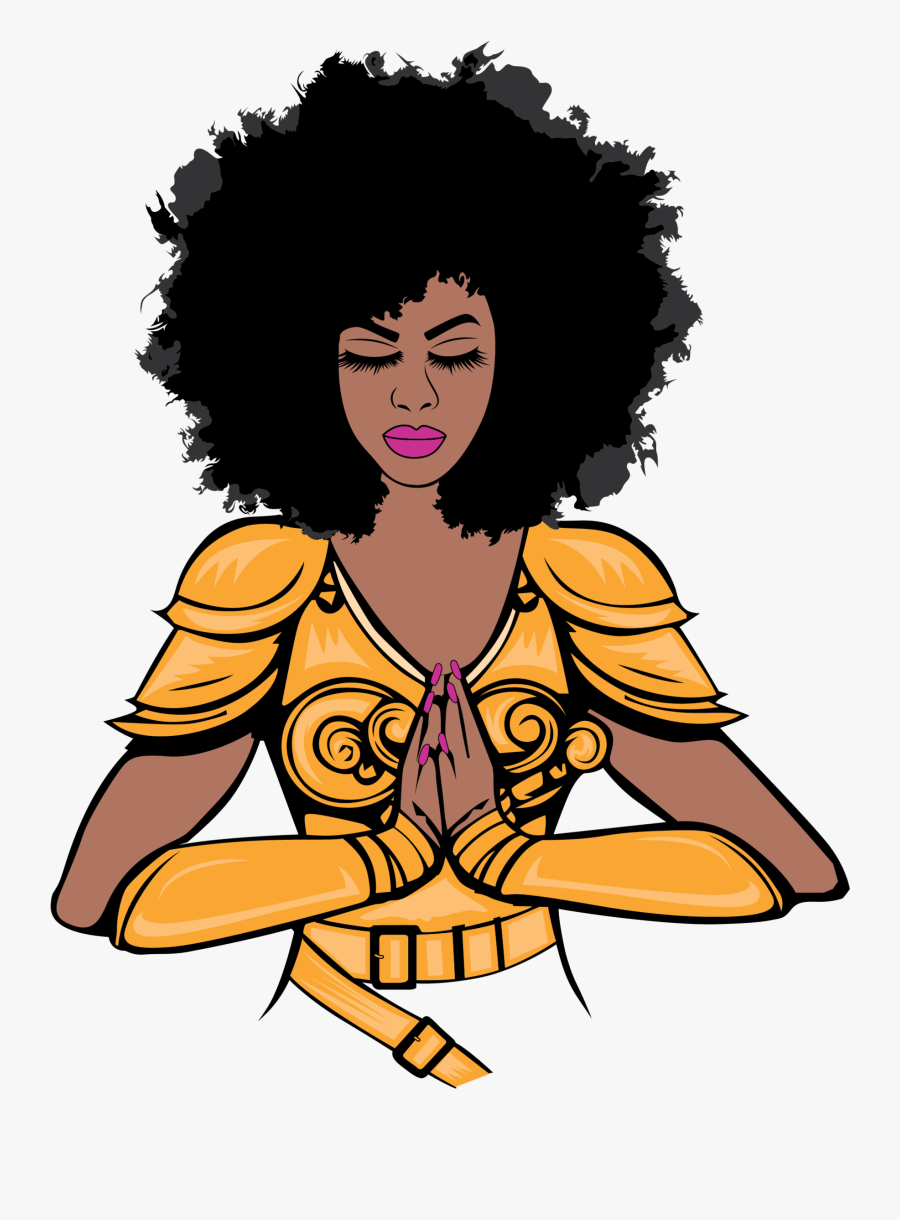 Praying Black Woman Warrior, Transparent Clipart