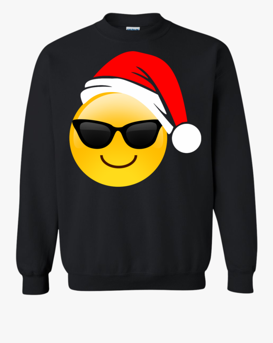 Emoji Christmas Shirt Cool Sunglasses Santa Hat Family - Like Father Like Daughter Png, Transparent Clipart