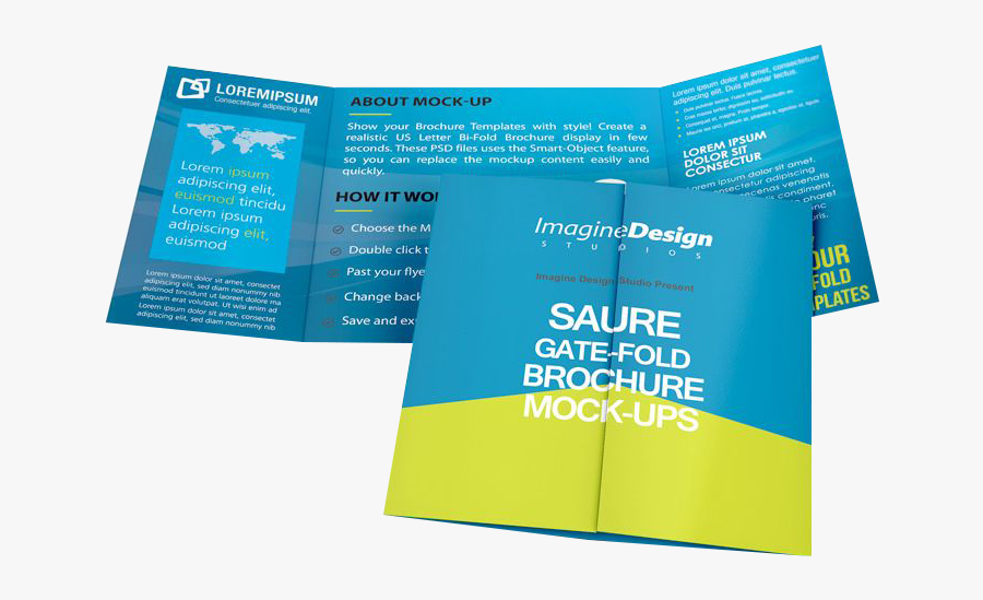 Infographics2 - Square Gate Fold Brochure Mockup, Transparent Clipart