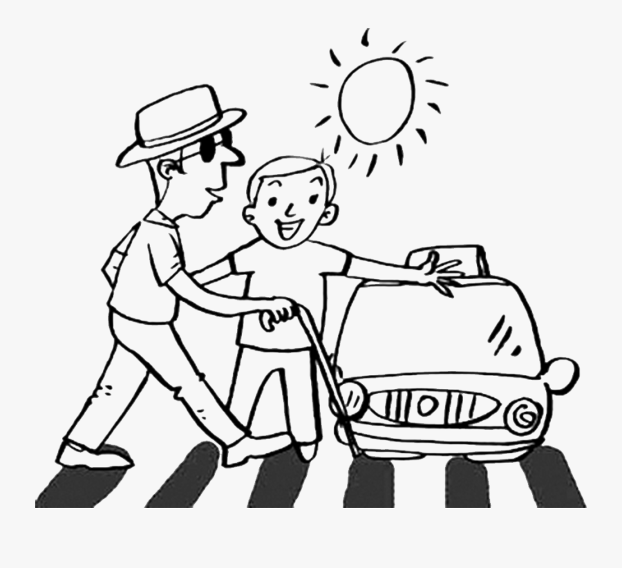 Drawing Road Person - Road Safety Clipart Black And White, Transparent Clipart