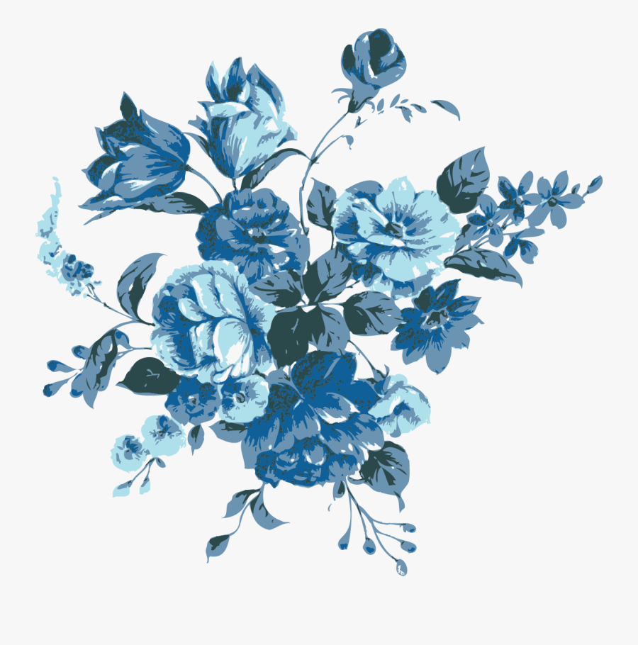 Blue Flowers Vector Hand-painted Free Photo Png Clipart - Blue Flower Vector Free, Transparent Clipart