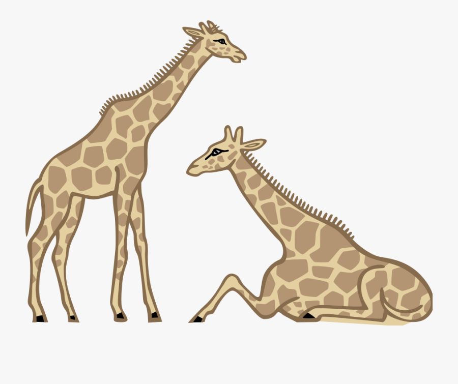 Giraffe Laying Down Cartoon - Two Giraffes Clip Art, Transparent Clipart