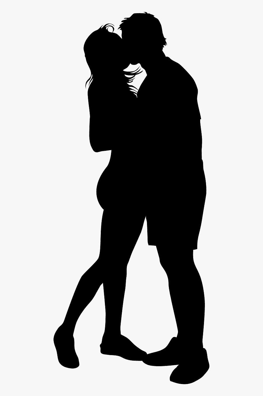 Silueta De Una Pareja Besandose, Transparent Clipart