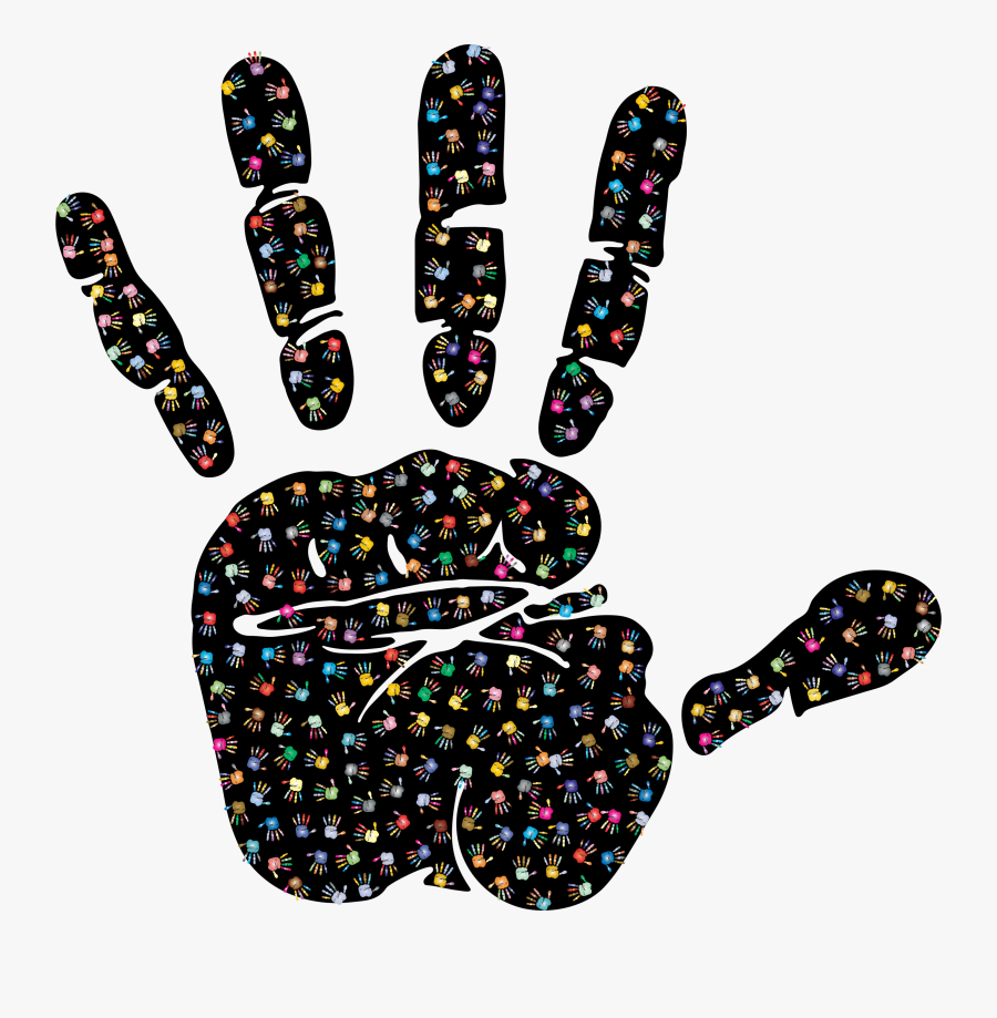 Prismatic Handprint Fractal 2 With Background Clip - Handprint Silhouette Png, Transparent Clipart