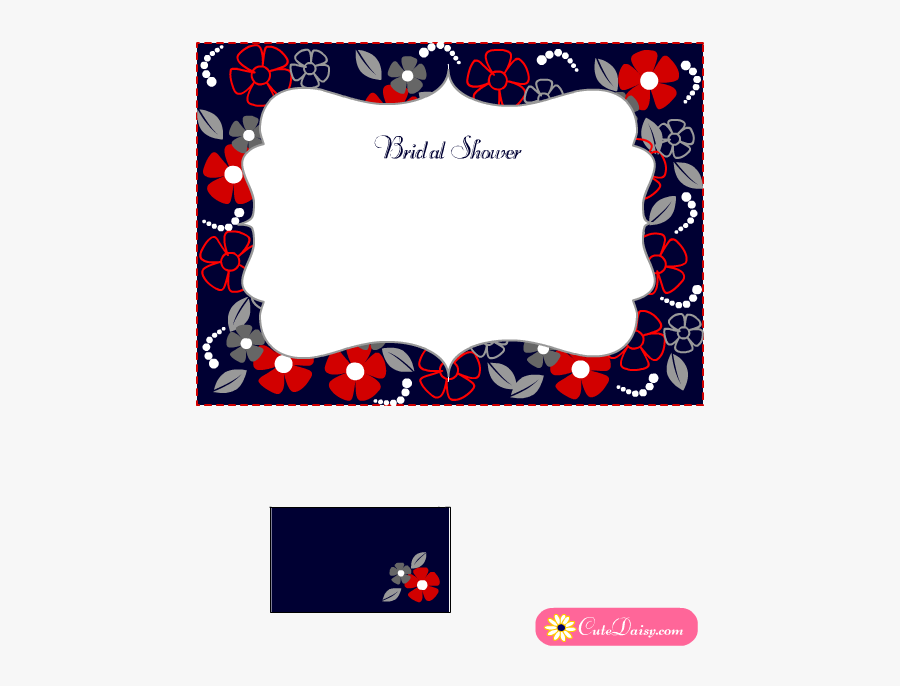 Free Printable Floral Bridal Shower Invitation Blue - Picture Frame, Transparent Clipart