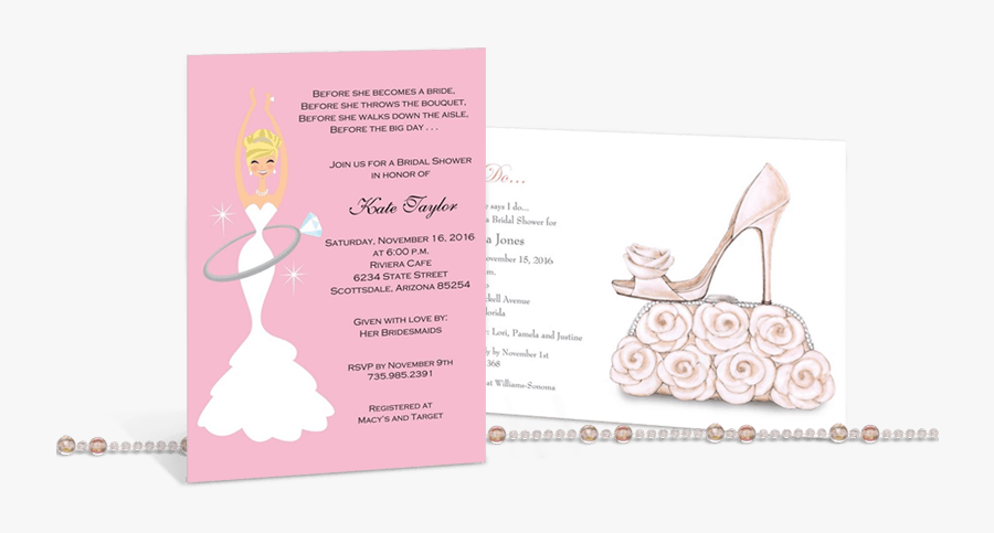 Transparent Bridal Shower Clipart - Invitations, Transparent Clipart
