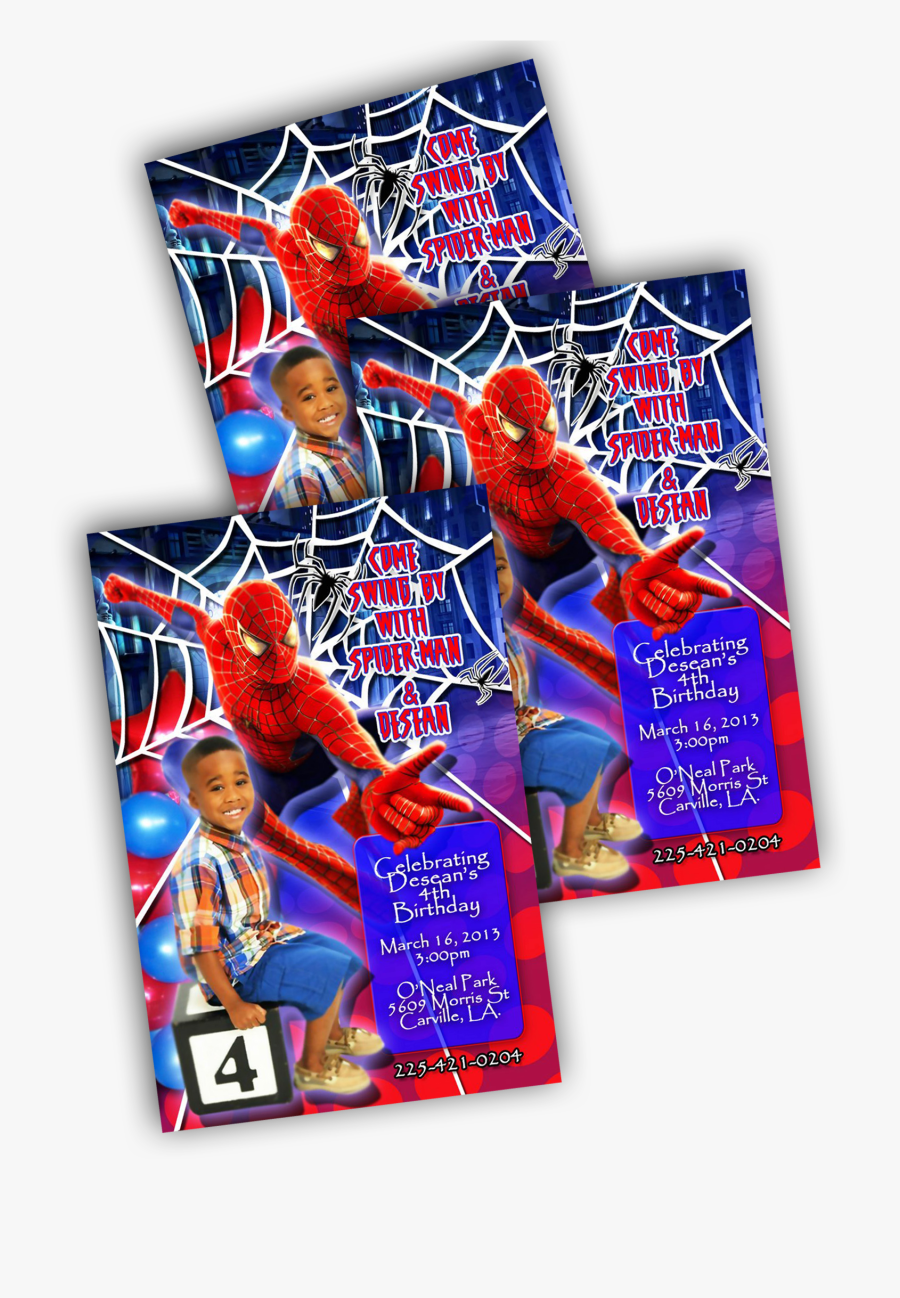 Invitations Full Color 1 Side W/ Envelopes - Spider-man, Transparent Clipart
