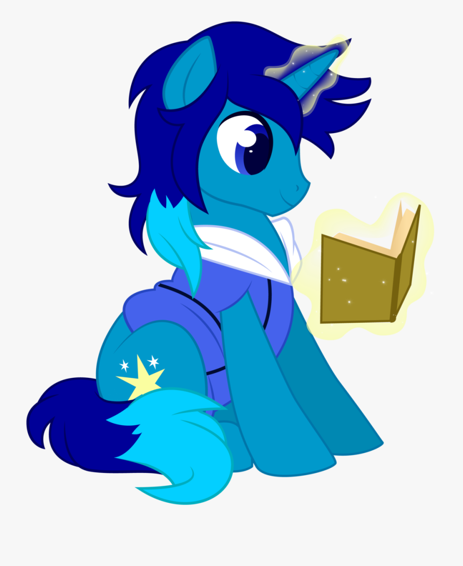Xnightmelody, Blue, Book, Commission, Magic, Male - My Little Pony Oc Unicorn, Transparent Clipart