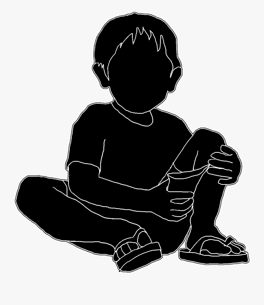 Silhouette Of Child With Candy Bag - Little Boy Drawing Png, Transparent Clipart