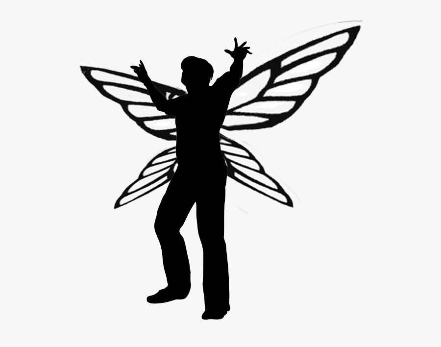 Transparent Fairy Silhouette Png - Male Fairy Black And White, Transparent Clipart