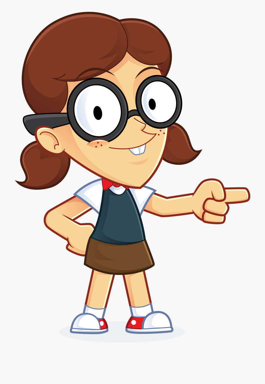 Cliparthot Of Geek Guarantee And Pointing Ⓒ - Girl Geek Clipart, Transparent Clipart
