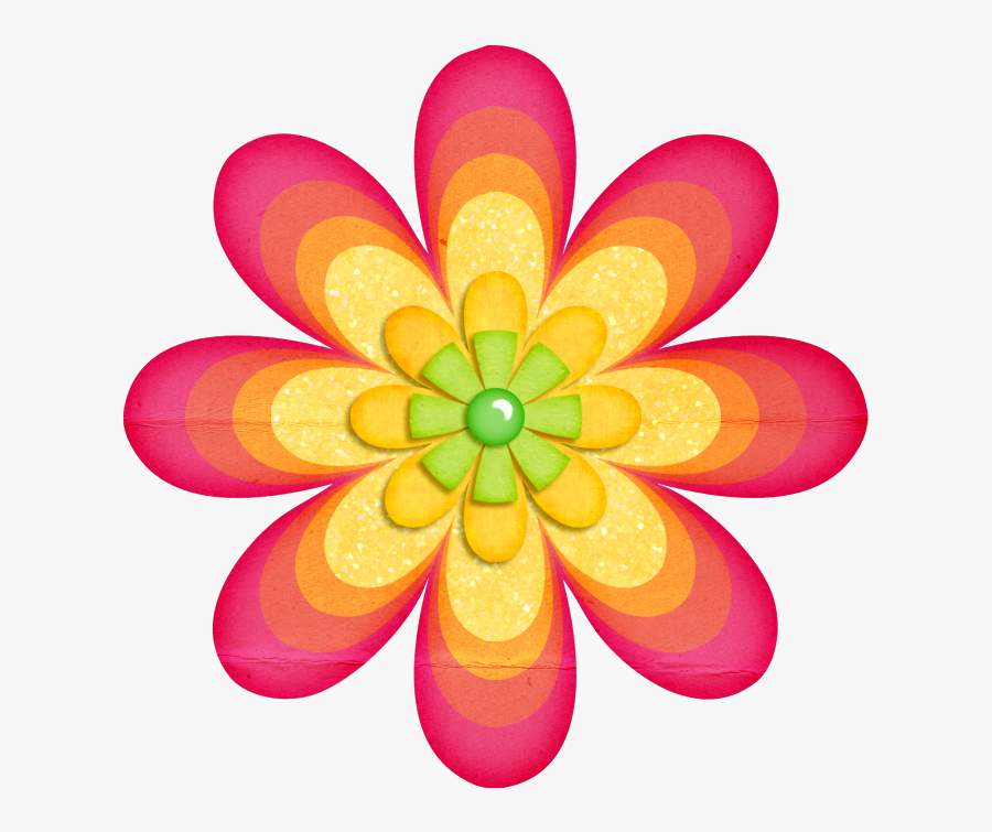 Transparent Flowers, Button Flowers, Over The Rainbow, - Transparent Background Flower Clipart, Transparent Clipart