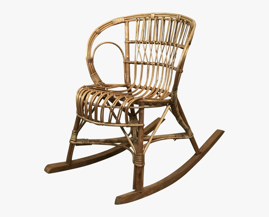 1970s Vintage Franco Albini Style Rattan Rocking Chair - Windsor Chair, Transparent Clipart