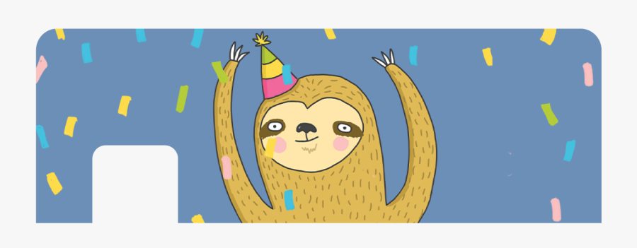 Party Sloth - Cartoon - Cartoon, Transparent Clipart