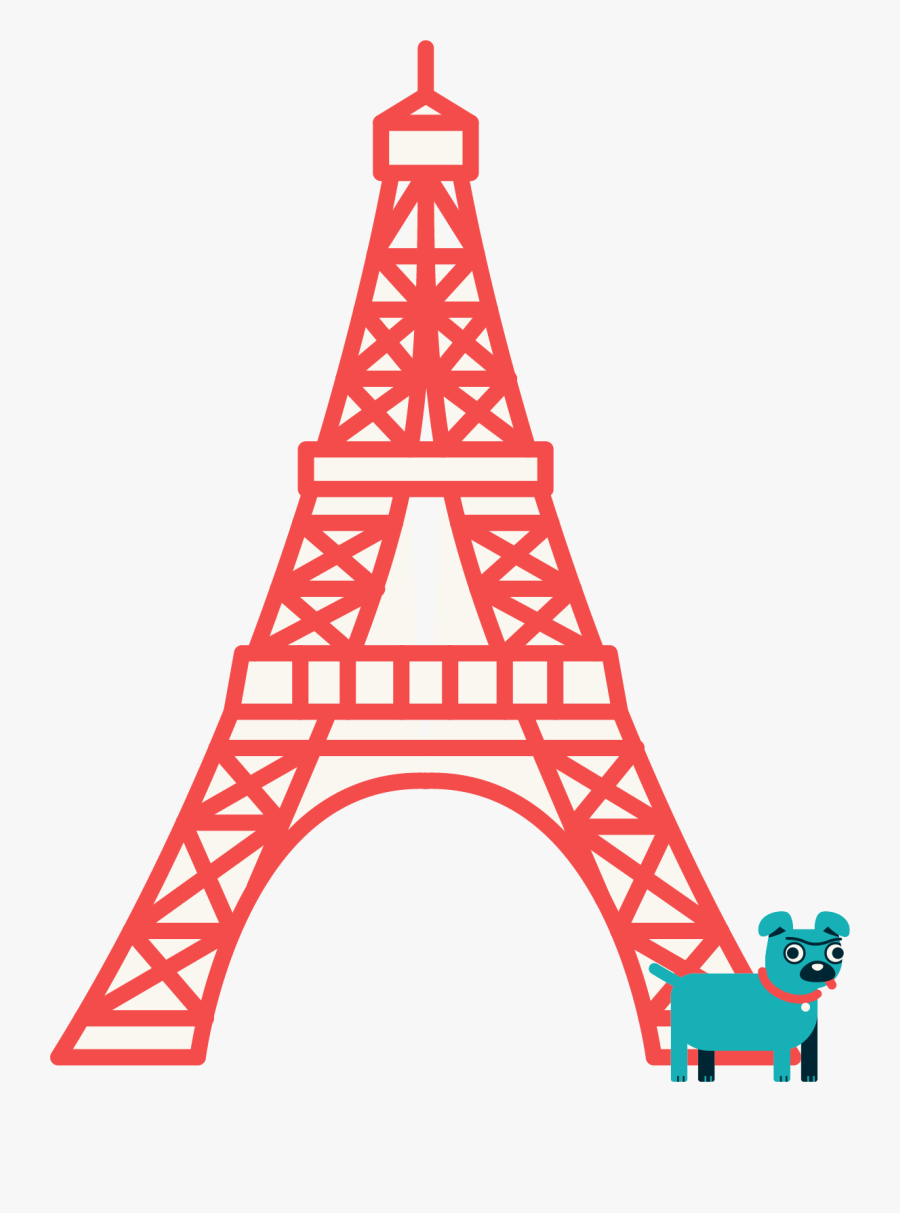 Paris Clipart Dog Paris - Red Eiffel Tower Vector Png, Transparent Clipart
