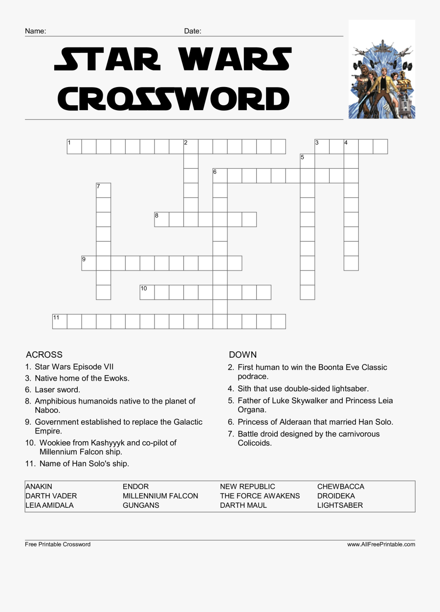Kylo Ren Crossword Star Wars Word Search Puzzle - Star Wars Word Search, Transparent Clipart