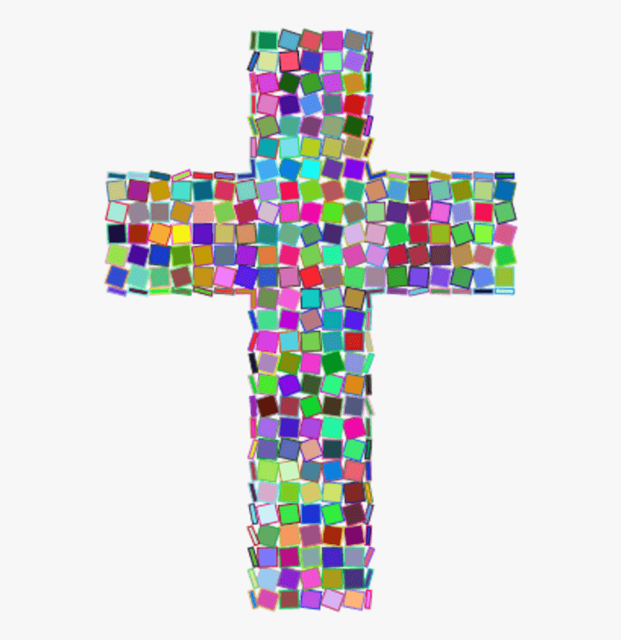 Prismatic Mosaic Cross - Cross Mosaic Christian Art, Transparent Clipart