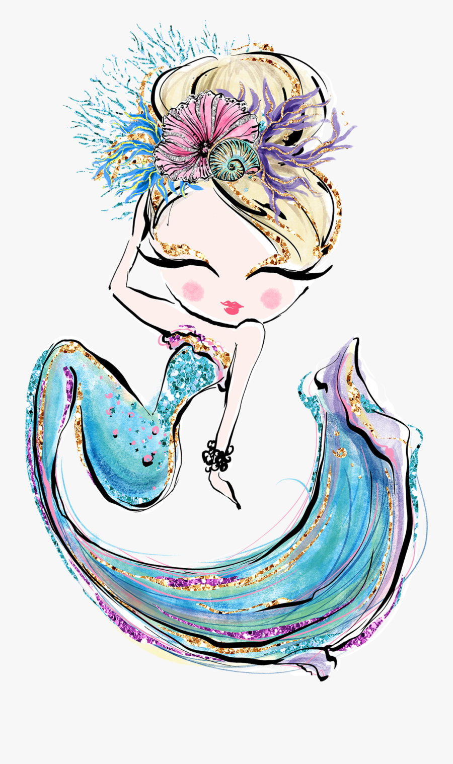 Vintage Mermaid Clipart, Transparent Clipart