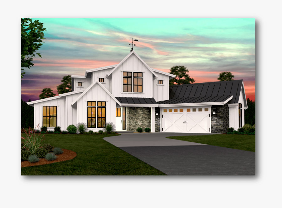 Clip Art Sandridge Farmhouse Plan Modern - Two Story Farmhouse House Plans, Transparent Clipart