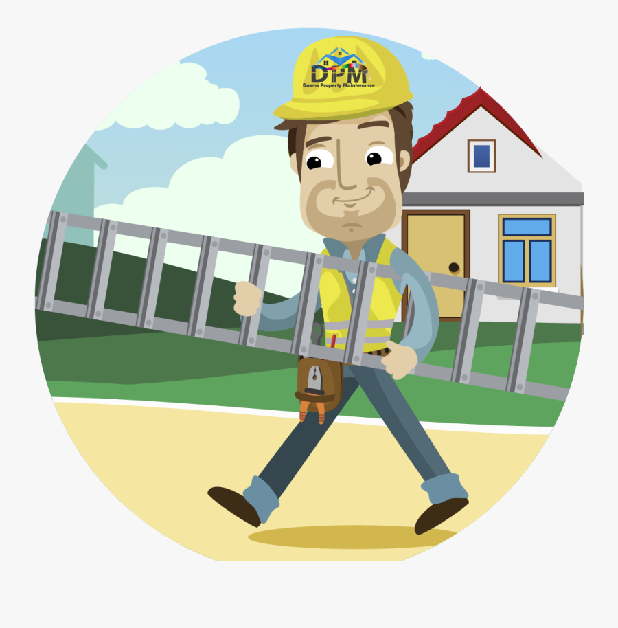 Transparent Painter On Ladder Clipart - Cartoon, Transparent Clipart