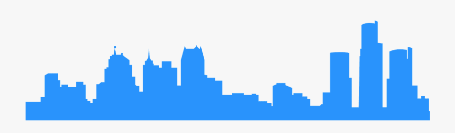 Detroit City Skyline Silhouette, Transparent Clipart