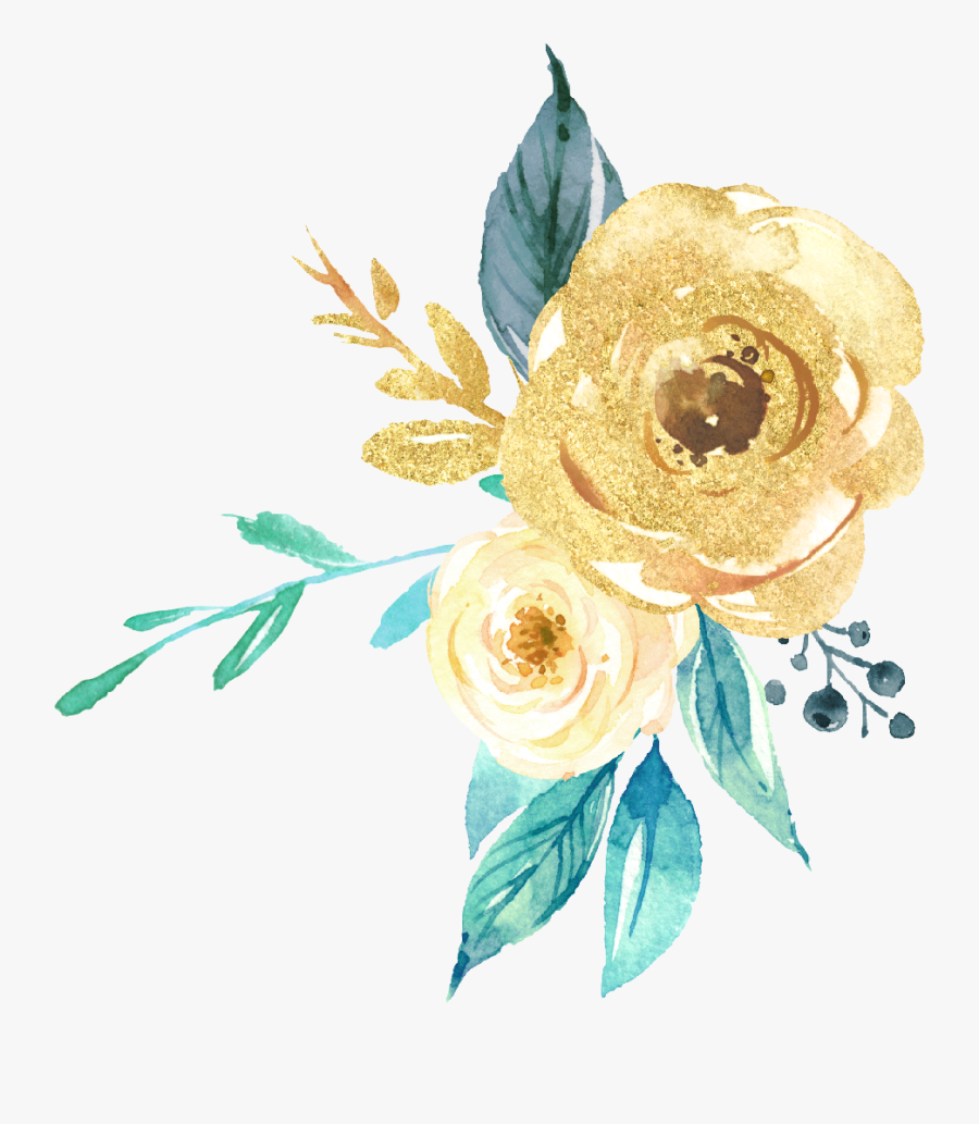 #freetoedit #gold #green #watercolor #glitter #flowers - Gold Watercolor Flowers Png, Transparent Clipart