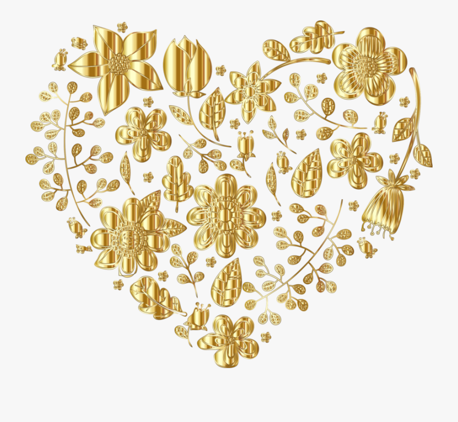 Visual Arts,flower,commodity - Transparent Png Heart Gold Png, Transparent Clipart
