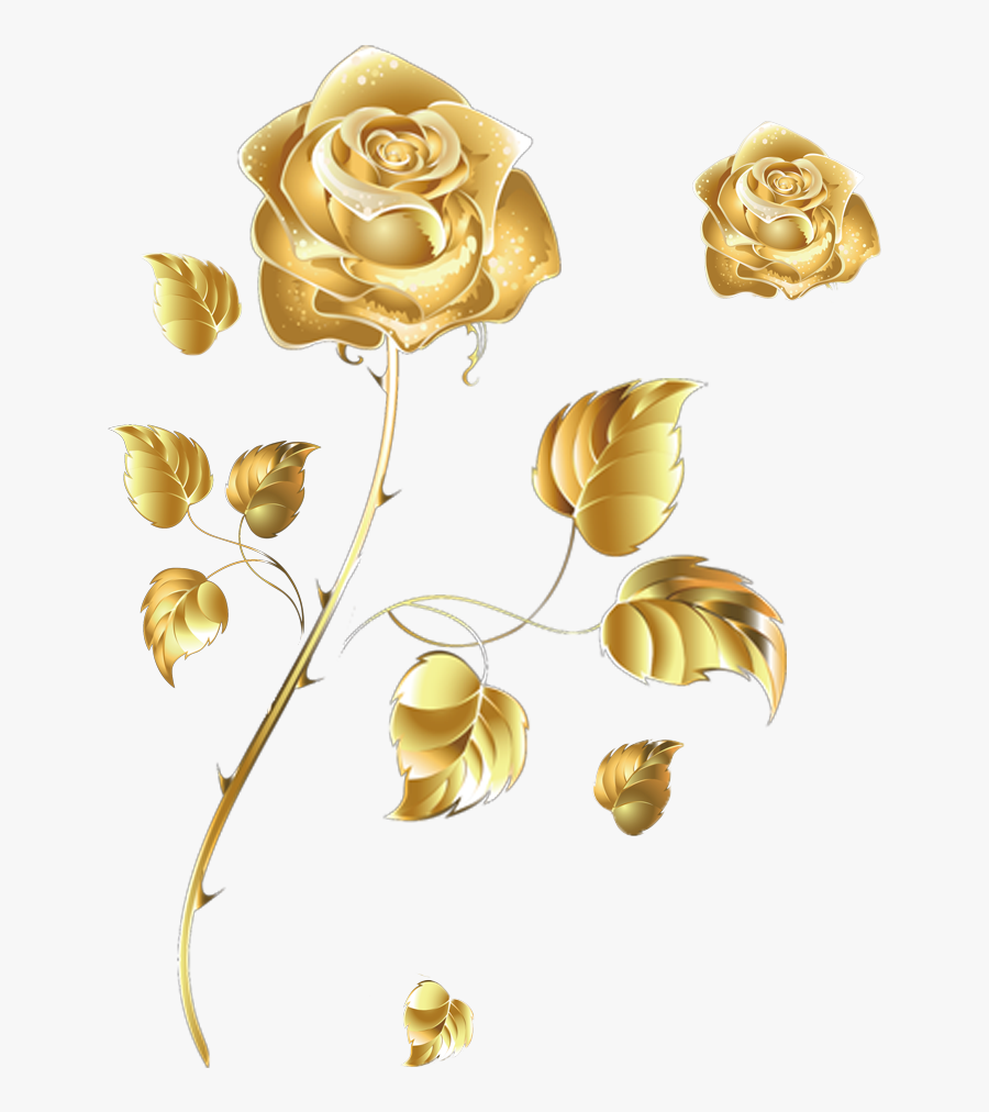 Clip Art Golden Color Flowers - Gold Roses Png, Transparent Clipart