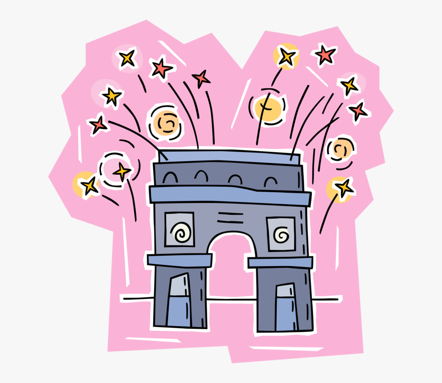 Vector Illustration Of Arc De Triomphe With Celebration - Arc De Triomphe, Transparent Clipart