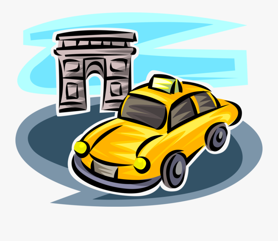 Vector Illustration Of Taxicab Taxi Or Cab Vehicle - City Car, Transparent Clipart
