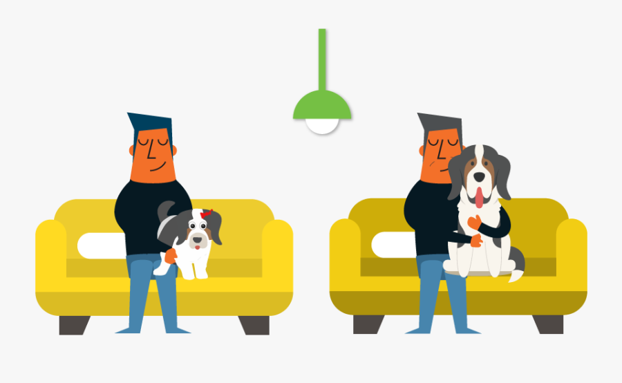 Illustration Image Of A Man Holding A Dog In His Lap - Cartoon, Transparent Clipart