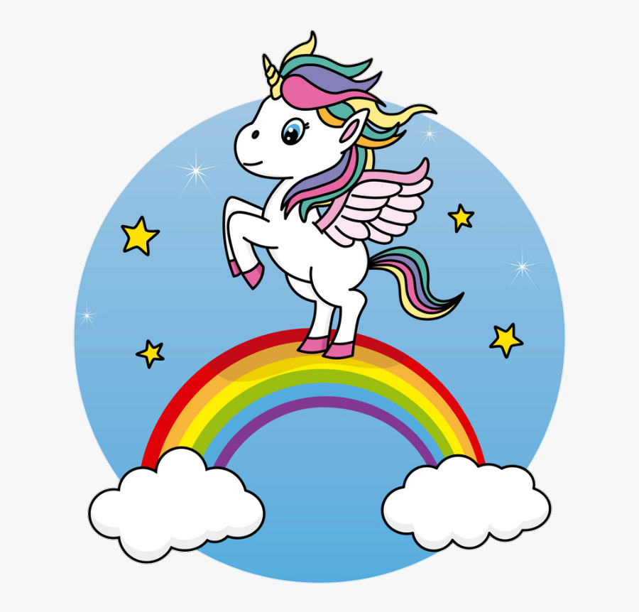 Transparent Unicornio Clipart - Unicorn On Top Of A Rainbow, Transparent Clipart