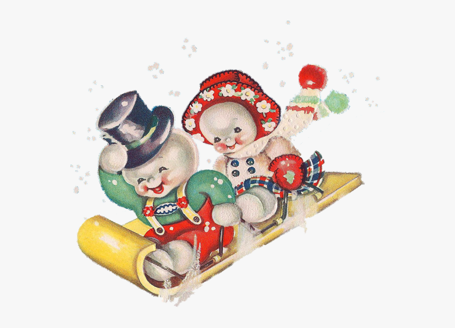 Hello Clipart Greetings - Vintage Kids Xmas Cards, Transparent Clipart