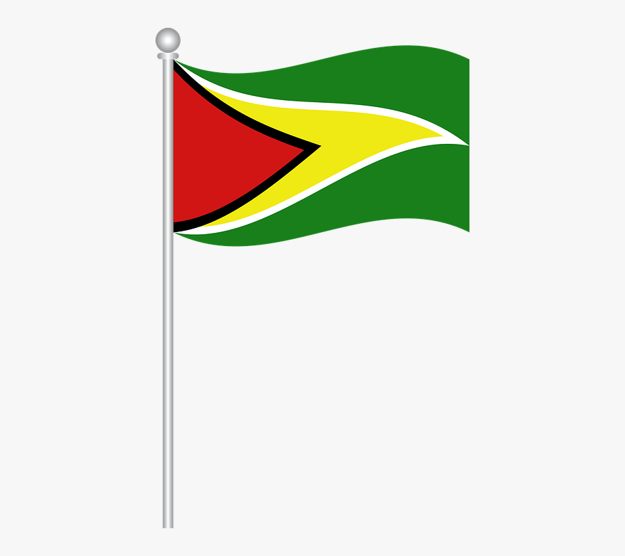 Flag Of Guyana, Flag, Guyana, World, Nation - Guyana Flag On Pole, Transparent Clipart