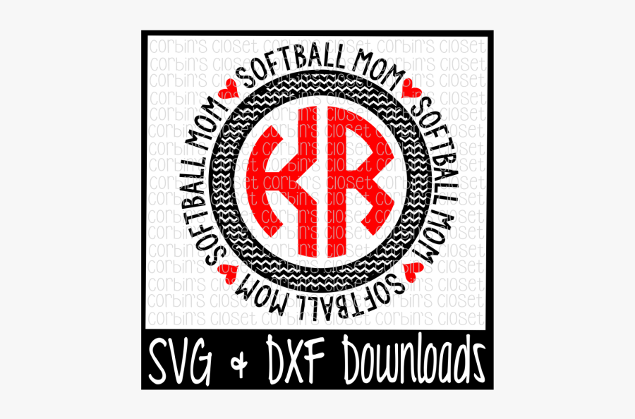 Free Softball Mom Svg * Softball Mom Circle Monogram - Label, Transparent Clipart