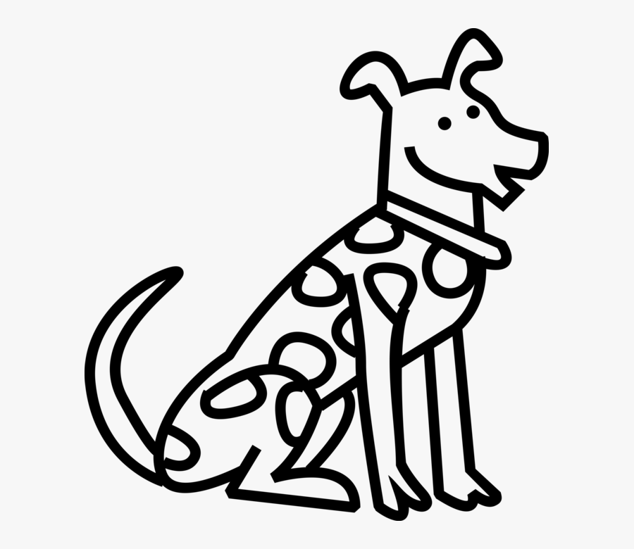 Vector Illustration Of Spotted Dalmatian Dog - Line Art, Transparent Clipart