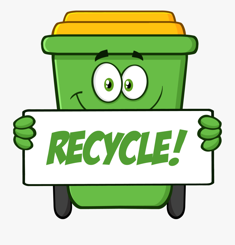 Png Smiling Green Recycle Bin Cartoon Mascot Character - Cartoon Clipart Recycle Bin, Transparent Clipart