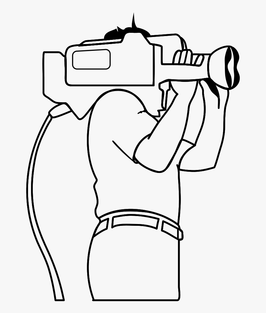 Camera Operator Silhouette Drawing - Drawing Of A Camera Man, Transparent Clipart