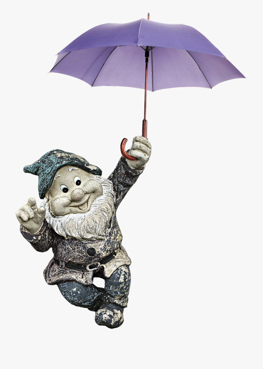 Garden Gnome Dwarf Umbrella Free Picture - Anão Com Guarda Chuva, Transparent Clipart