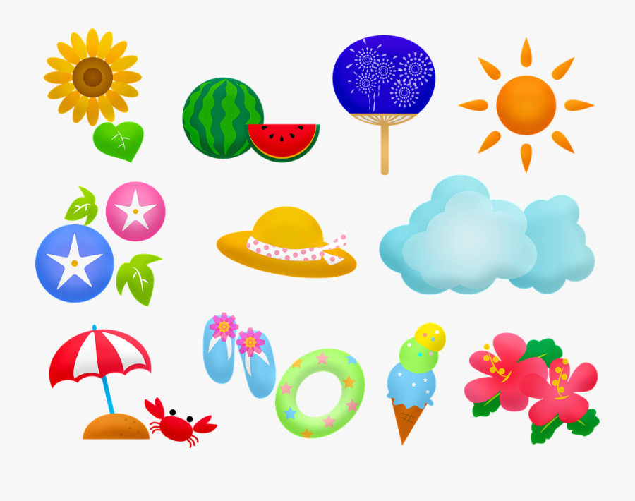 Helado, Verano, Sandía, Sol, Hibisco, Girasol, Chanclas - 夏 イラスト フリー, Transparent Clipart