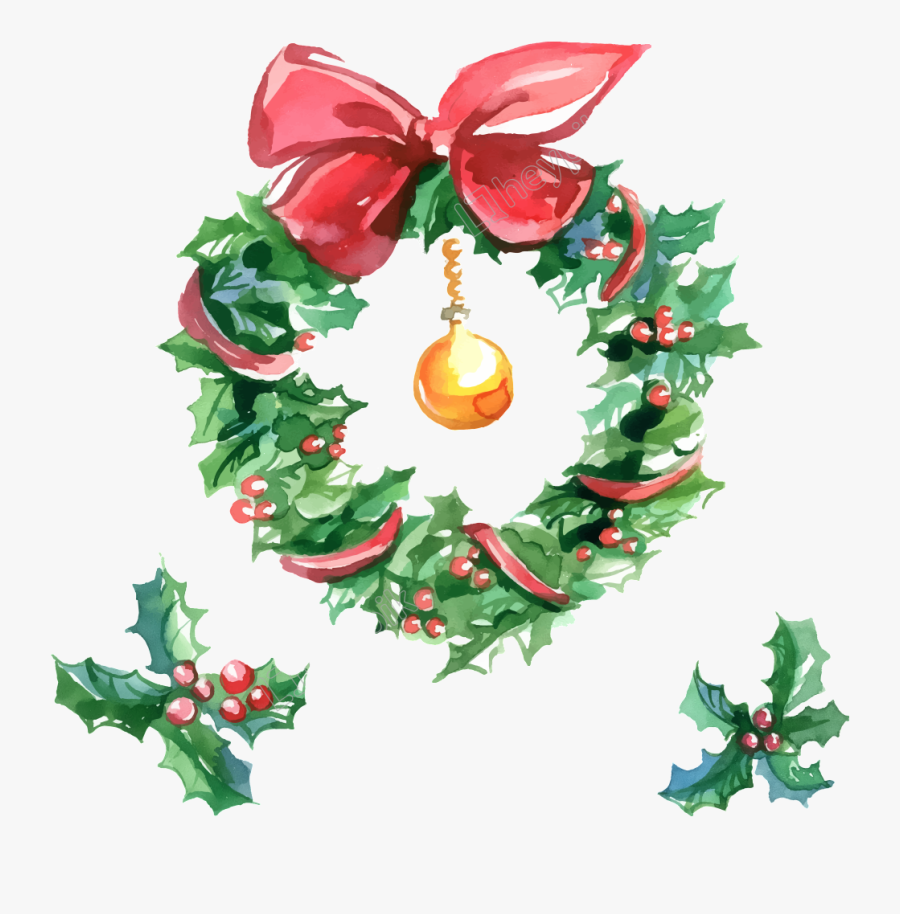 Clip Art Christmas Watercolor - Vẽ Vòng Hoa Giáng Sinh, Transparent Clipart