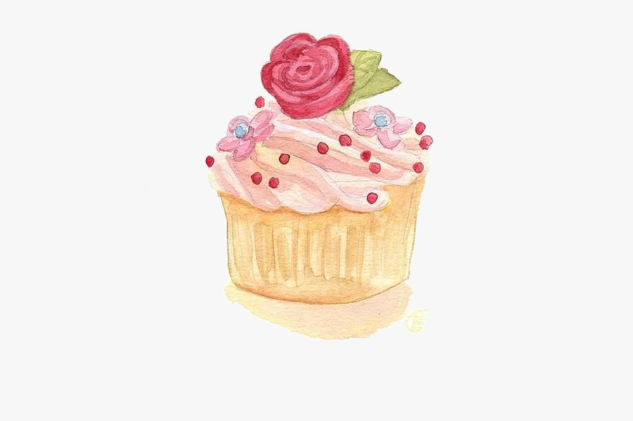 Cupcake Watercolor Painting Illustration - Happy Birthday Watercolor Cupcake, Transparent Clipart