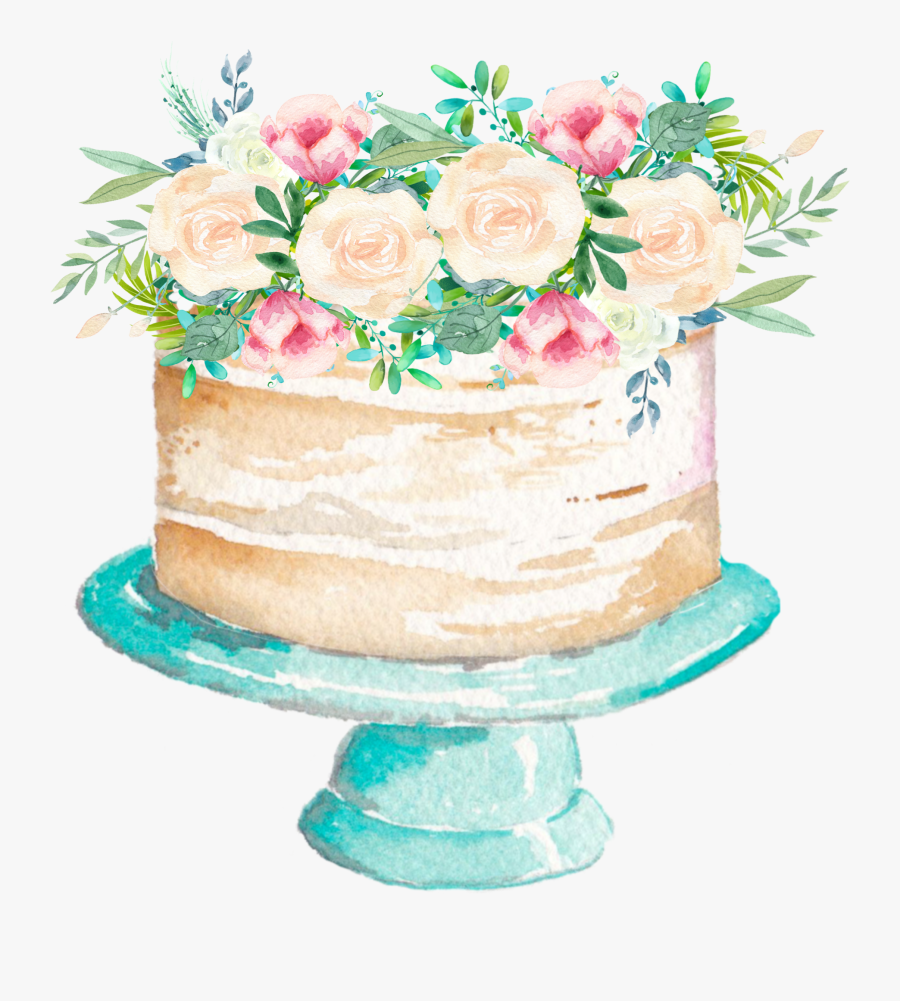 #watercolor #cake #flowers #birthday #anniversary #babyshower - Watercolor Baking Flower Png, Transparent Clipart