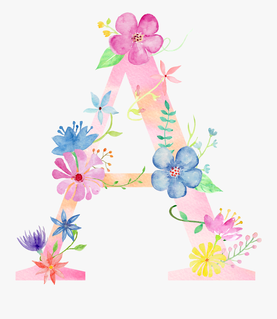 Watercolor Clipart Letter - Watercolor Letter W Flowers, Transparent Clipart