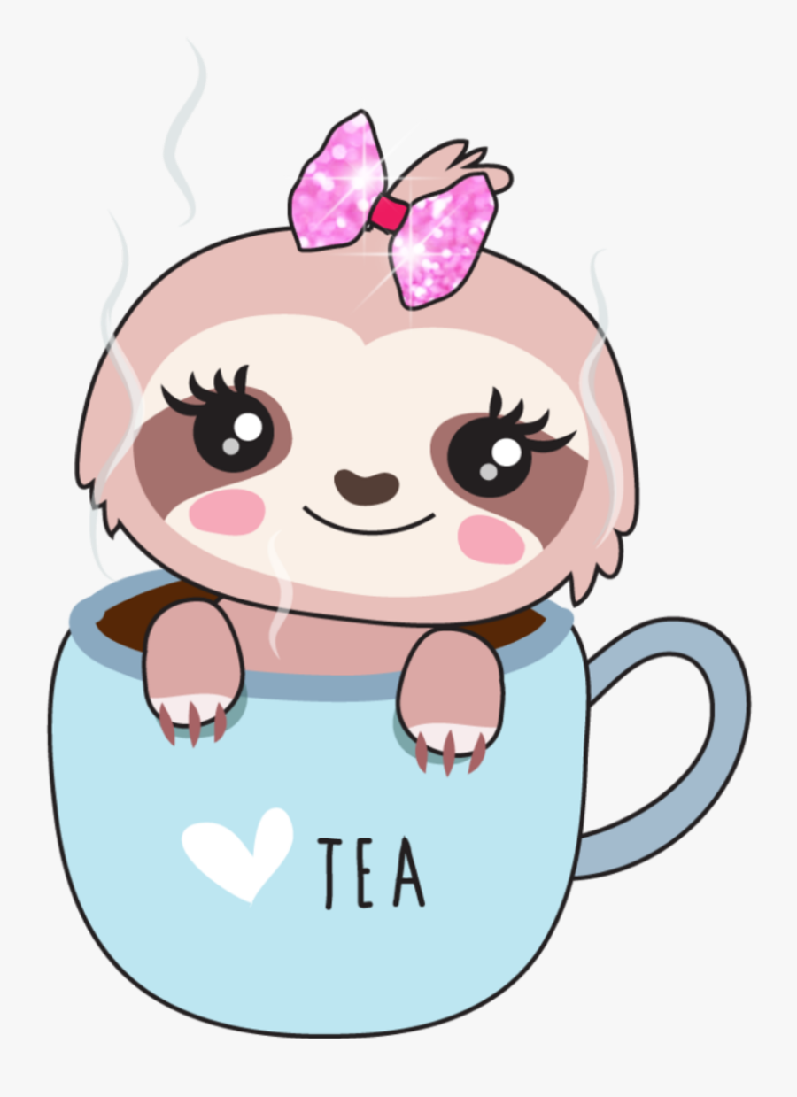 #ftestickers #sloth #babysloth #teacup #cute - Cute Baby Sloth Drawing, Transparent Clipart