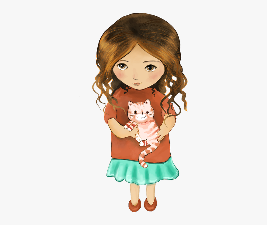 Girl Cute Girl Cat - Dp Cartoon Images Hd, Transparent Clipart