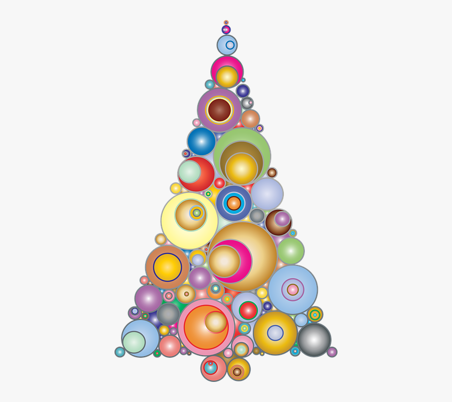 Christmas Holiday Bath And Shower Decor Ideas - Circles Christmas Tree Drawing, Transparent Clipart