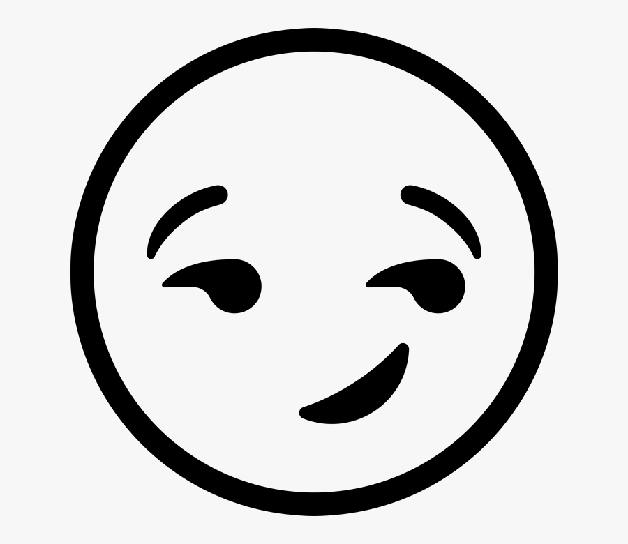 Smirking Face Emoji Rubber Stamp - Emoji Faces Clipart Black And White, Transparent Clipart