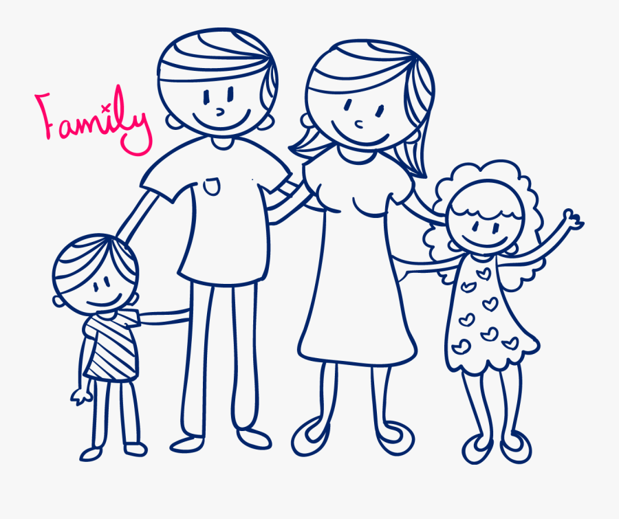 Drawing Family Stick Figure - Family Images Cartoon Drawing, Transparent Clipart