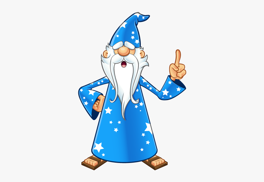 Blue Old Wizard - Cartoon Blue Wizard, Transparent Clipart